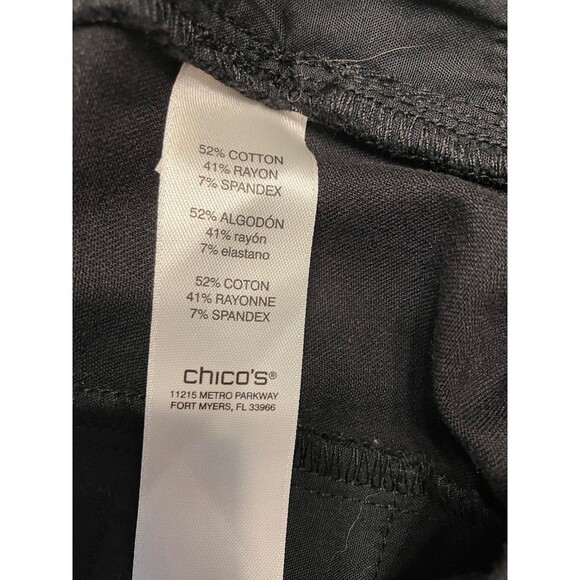 Chicos Womens Flat Front Straight Leg Dress Pants Size 1 (Medium 8) Black - Picture 4 of 8